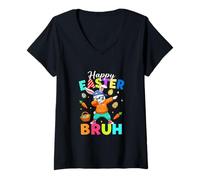Women's Happy Easter Eggs Dabbing Bunny Bunny Costume Hip Hop V-Neck T-Shirt