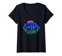 Women's Happy Easter He is Risen Jesus Resurrection Sunday Easter V-Neck T-Shirt