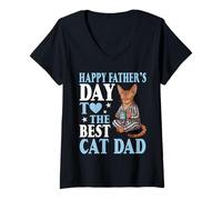 Women's Happy Father's Day to The Best Cornish Rex Cat Dad Coffee V-Neck T-Shirt
