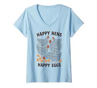 Womens Happy Hens Happy Eggs Sketch Hen Market Farmers & Gardeners V-Neck T-Shirt