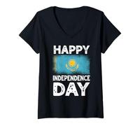 Womens Happy Independence Day Kazakhstan Kazakh Statehood V-Neck T-Shirt