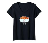 Womens Happy Kimchi Kimchee Bowl Cabbage Pickled Spicy Korean V-Neck T-Shirt