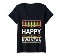Womens Happy Kwanzaa V-Neck T-Shirt