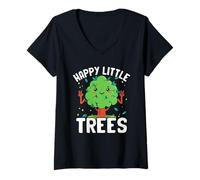 Women's Happy Little Trees V-Neck T-Shirt