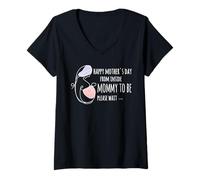 Women's Happy Mother's Day from Inside Mommy to be Please Wait V-Neck T-Shirt