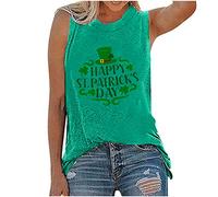 Women's Happy St. Patrick's Day Casual Vest Ladies Sleeveless Round Collar Hat Pattern Printed Oversized T-Shirt Ireland Festival Summer Cotton Soft Tops Plus Size Love Gift