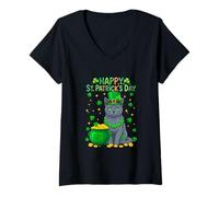 Women's Happy St. Patrick's Day Russian Blue Shamocks Owner Irish V-Neck T-Shirt