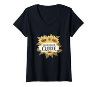 Womens Happy Sunflower Cuddle Statement Costume for Boys and Girls V-Neck T-Shirt