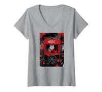 Women's Happy Sushi Anime Kawaii Chef Cook V-Neck T-Shirt