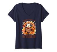 Womens Happy Thanksgiving Fall Vibes Eat Until You Become The Stuff V-Neck T-Shirt