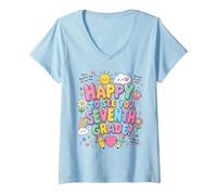 Women's Happy to See You 7th Seventh Grade Teacher Back to School V-Neck T-Shirt