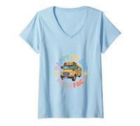 Womens Happy to See Your Face Bus Driver Students School Bus V-Neck T-Shirt