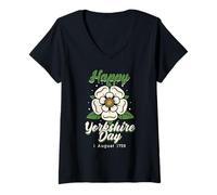 Women's Happy Yorkshire Day August 1 1759 White Rose County V-Neck T-Shirt