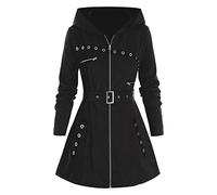 Womens Harajuku Y2K Zip Up Hoodies Vintage Steampunk Jackets Long Sleeve Hoodie Casual Outerwear with Metallic Deco Belt Womens Wool Blend Pea Coat Casual Winter Jacket Double Breasted Sale Clearance