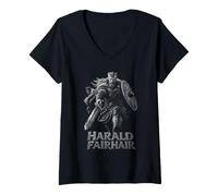 Women's Harald Fairhair Viking Norse King History V-Neck T-Shirt