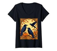 Womens Harbingers Ravens Preparing for Halloween V-Neck T-Shirt