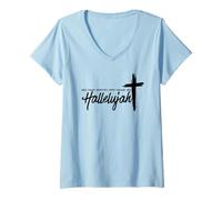Womens Hard Fought Hallelujah, Hard Fought Heart Felt, Christian V-Neck T-Shirt