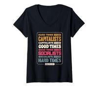 Womens Hard Times Create Capitalists Create Good Times Repeat V-Neck T-Shirt
