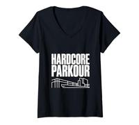 Women's Hardcore Parkour Enthusiast Training Urban Stunts V-Neck T-Shirt