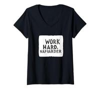 Womens Harder Nap Statement Costume for Work Hard Lovers V-Neck T-Shirt