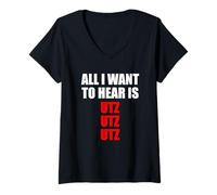 Womens Hardtekk Techno Rave Shirt All I Want to Hear is Utz V-Neck T-Shirt
