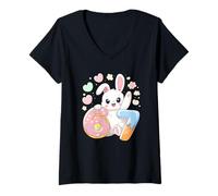 Women's Hare 6-7 Meme Shirt with Ice Cream - Funny Animal Humor V-Neck T-Shirt