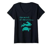 Womens Hare and Tortoise T-Shirt - The Moral of The Fable V-Neck T-Shirt