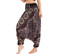 Women's Harem Fisherman Trousers Patterned Off The Shoulder Jumpsuit Baggy Romper High Waist Comfy Pants Summer Beach