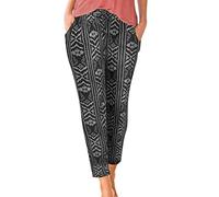 Women's Harem Hippie Pants Women's Straight Leg Loose Boho Pants Baggy Boho Patterned High Waist Smocked Waist Thin with Pockets Lounge Trousers for Yoga Summer Beach