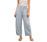 Womens Harem Pants UK Stripe Print Button Detail Pocket Elastic Waist Summer Casual Loose Fit Trousers Soft Breathable Essential Premium Quality Lounge Bottoms