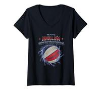 Womens Harlem Globetrotters Basketball Chrome Logo with Lightning V-Neck T-Shirt