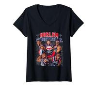 Womens Harlem Globetrotters Basketball Colorful Team Photo V-Neck T-Shirt