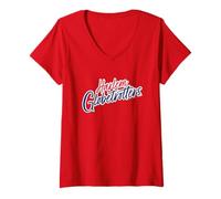 Womens Harlem Globetrotters Basketball Script Logo USA V-Neck T-Shirt