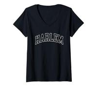 Womens Harlem - Varsity College Campus University Aesthetic V-Neck T-Shirt