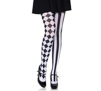 Womens Harlequin Fancy Dress Cosplay Tights Leg Avenue Black & White