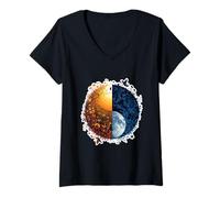 Women's Harmony Balance Energy Dualism Symbol Cosmic Unity Forces V-Neck T-Shirt