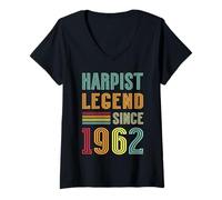 Womens Harp Player Legend 1962 Musician 63rd Birthday Harpist V-Neck T-Shirt