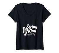 Womens Harpist Harp Lover String King V-Neck T-Shirt