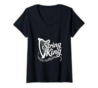 Womens Harpist Harp Lover String King V-Neck T-Shirt