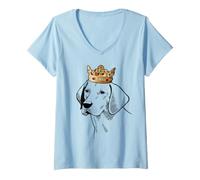 Women's Harrier Dog Wearing Crown V-Neck T-Shirt
