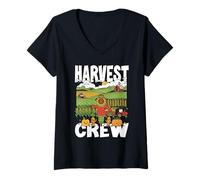 Womens Harvest Crew Farming Farmer harvesting The Crop Every Year V-Neck T-Shirt
