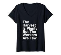 Womens Harvest is Plenty But The Workers are Few Matthew 9:37 Faith V-Neck T-Shirt