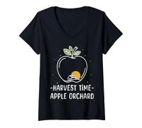 Women's Harvest Time Apple Orchard Apple Picker Apple Picking Day V-Neck T-Shirt