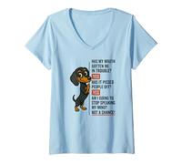 Womens Has My Mouth Gotten me in Trouble yes Dachshund V-Neck T-Shirt