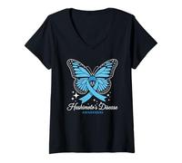 Womens Hashimoto's Awareness Butterfly Ribbon V-Neck T-Shirt