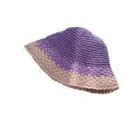 Women's Hat Bone Straw Bucket Patchwork Sun Visor Crochet Ladies Luffy Straw Caps(Purple)