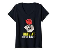 Women's Hate At First Sight Antisocial Unsociable Statement V-Neck T-Shirt