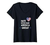 Womens Hate Didn't Make America Great, Anti Racism Progressive V-Neck T-Shirt