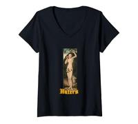 Women's Haters Eve with Snake and The Forbidden Fruit Classic Art V-Neck T-Shirt