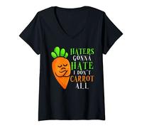 Womens Haters Gonna Hate I Don't Carrot All Funny Sarcastic Vegan V-Neck T-Shirt